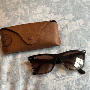 Ray-Ban Dark Frame Sunglasses with Tan Case